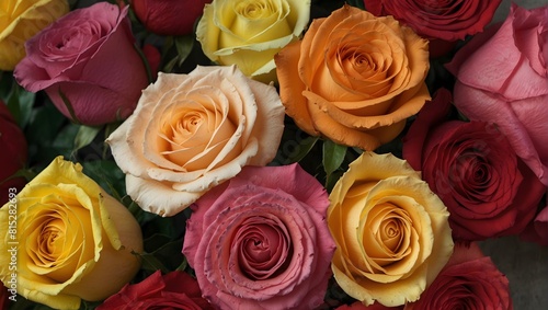 Rose Bouquet Ensemble - Vibrant Palette Selection ai_generated