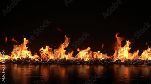 flames on black background realistic