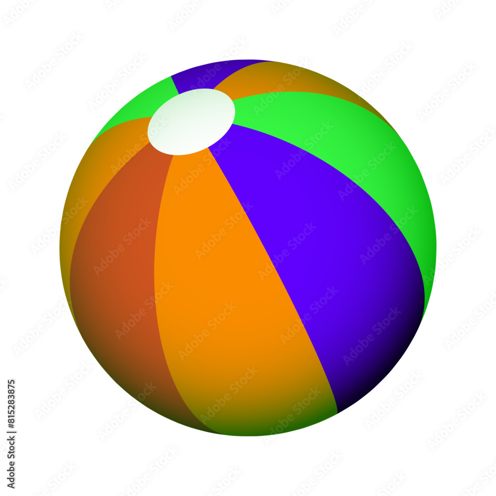 Colorful beach ball illustration on white background