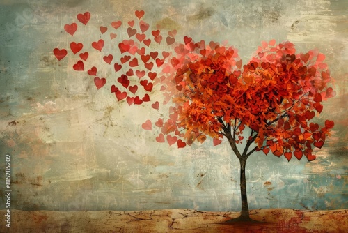 sentimental tree with heartshaped leaves cherished memories over time digital artwork
