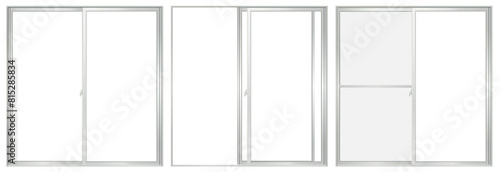 シルバーの引き違い窓　B　サッシ　セット