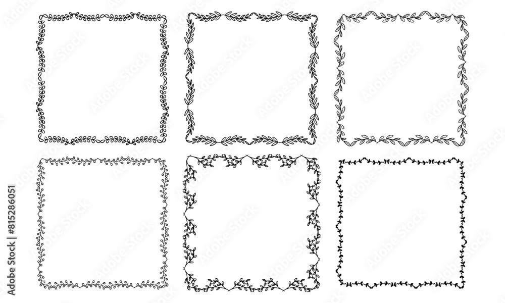 Hand drawn floral frame design collection Hand drawn floral frame design collection