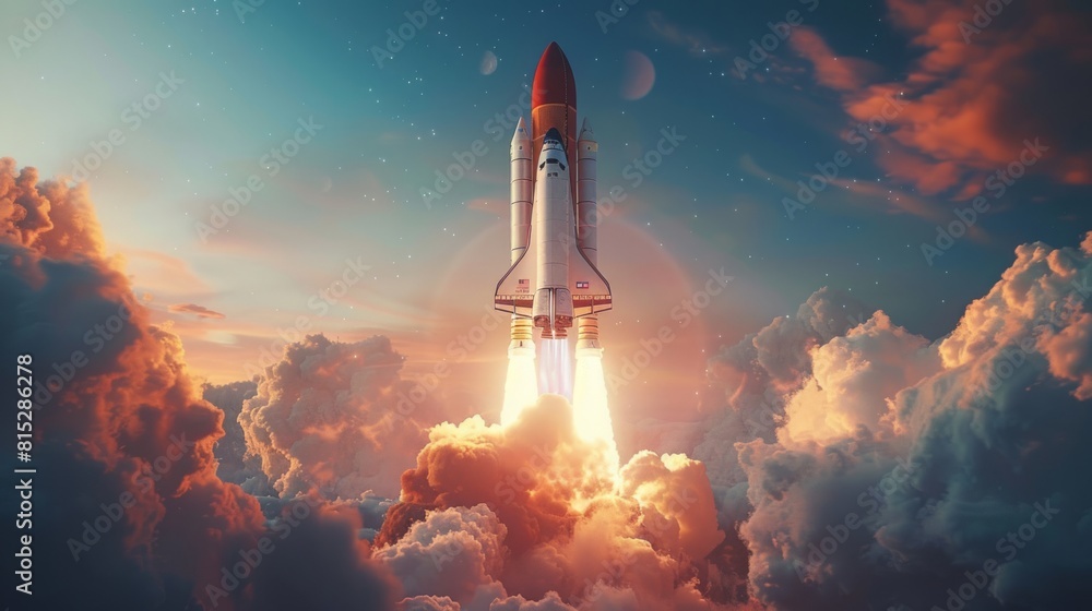 Launching Space Rocket. Start new business concept. Launching Space Rocket. Start new business concept.