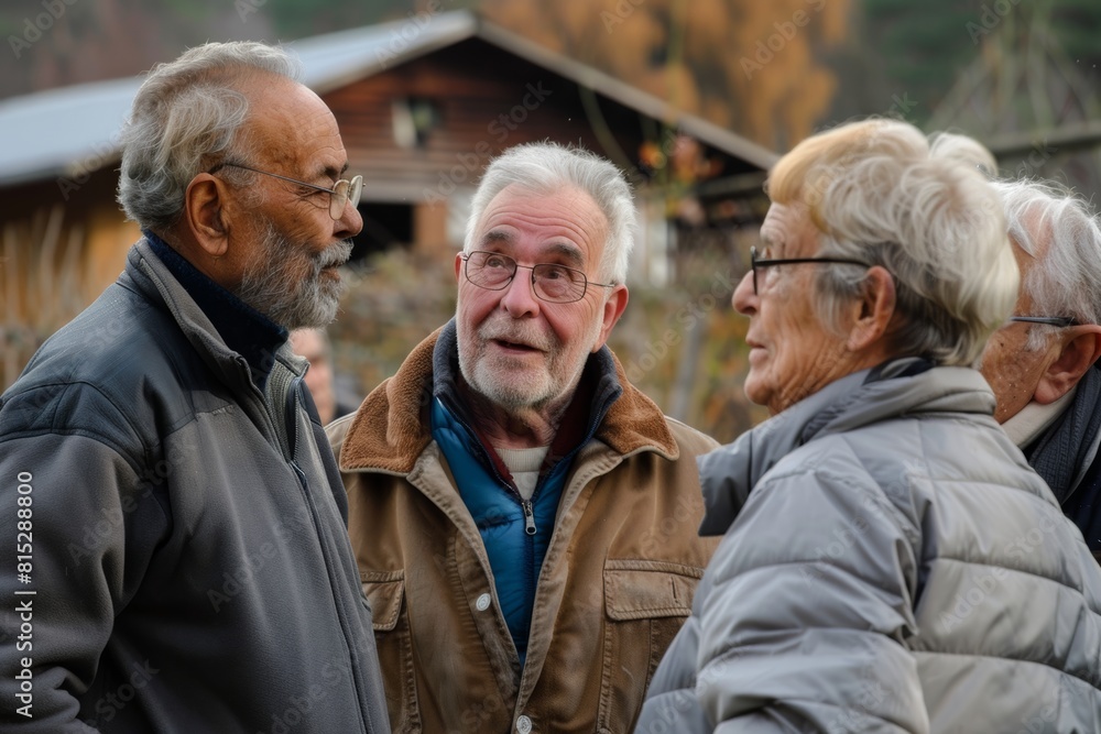 Group of senior people on a walk in the countryside, looking at the camera Group of senior people on a walk in the countryside, looking at the camera