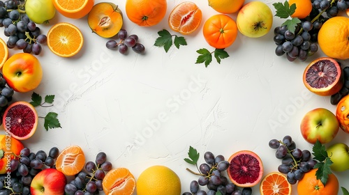 Fruity composition in a horizontal border design on white