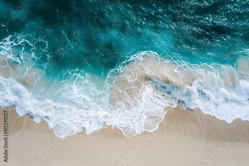 beautiful sandy beach and soft blue ocean wave