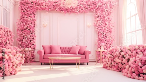 Elegant pink wedding atmosphere with refined elegance and subtle details