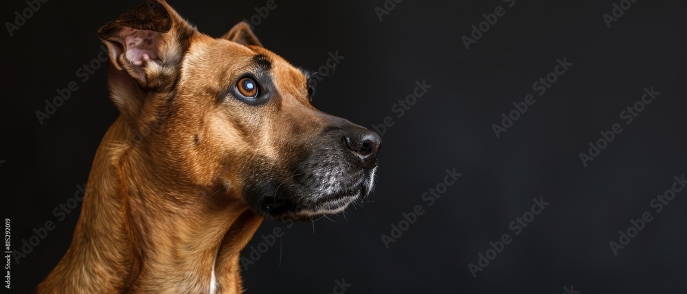 Dog Portrait Brown Dog Closeup Canine Pet on Black Background, Copy Space Dog Portrait Brown Dog Closeup Canine Pet on Black Background, Copy Space