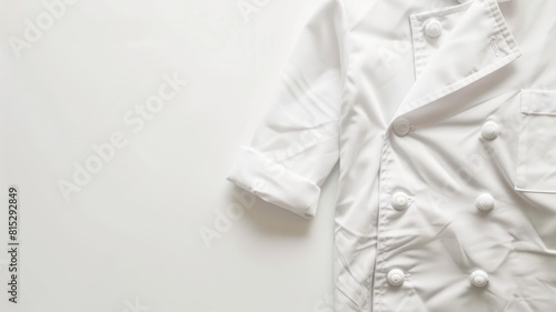 Professional chef's white double-breasted jacket with rolled-up sleeves