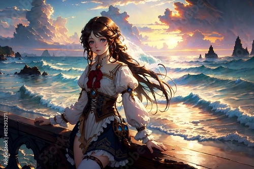 woman in a dress on the beach