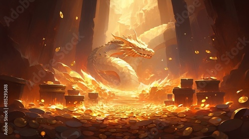 golden dragon with hoard photo