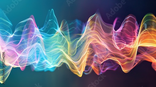 Doppler effect visualized through colorful waveforms, depicting the change in frequency of a wave relative to an observer.  photo