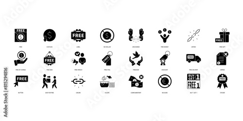 Free icons set. Set of editable stroke icons.Set of Free