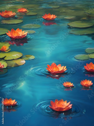 lilies in the pond