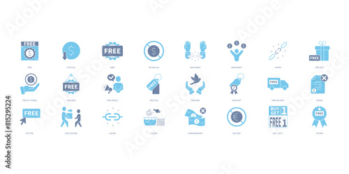 Free icons set. Set of editable stroke icons.Set of Free