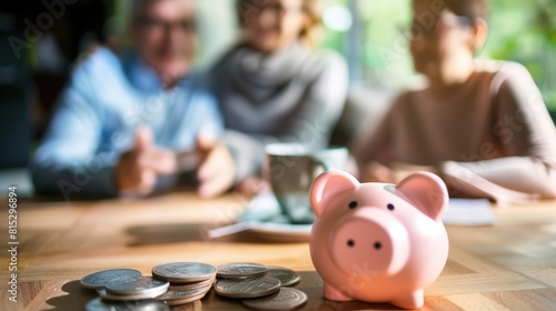 Sophisticated financial planner chatting with an elderly couple about retirement savings plans that will guarantee their future financial stability and comfort.