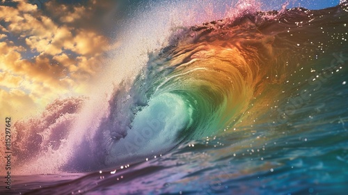 Rainbow wave in the sunset