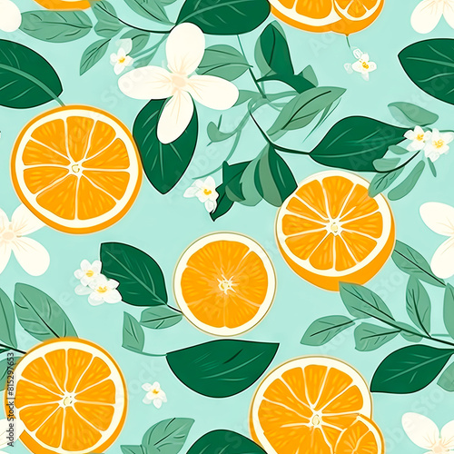 Orange fruit pattern banner wallpaper simple background