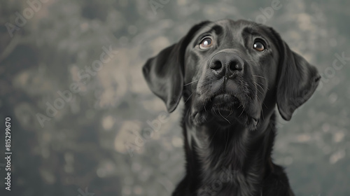 Portrait Black labrador retriever dog, dog with adorable face