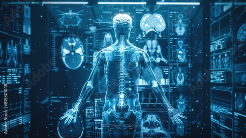 Magnetic resonance imaging machine scanning the human body, visualizing internal structures with remarkable clarity. © KKC Studio