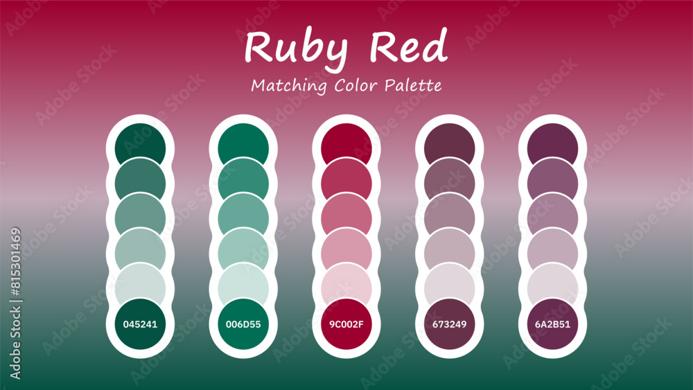 Set of Ruby Red Color Palette Combination in RGB Hex. Matching color ...