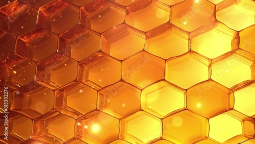 Honey texture close up in the detail of bright golden honey dripping on honeycomb wallpaper 4K photo