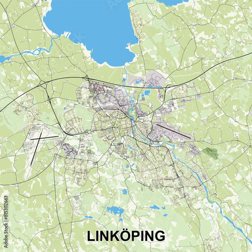 Linkoping, Sweden map poster art photo