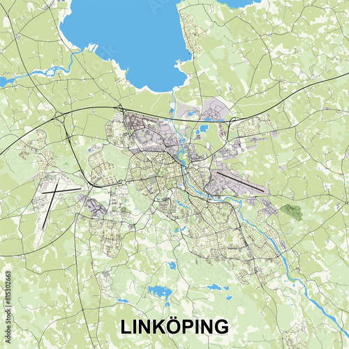 Canvas Print Linkoping, Sweden map poster art