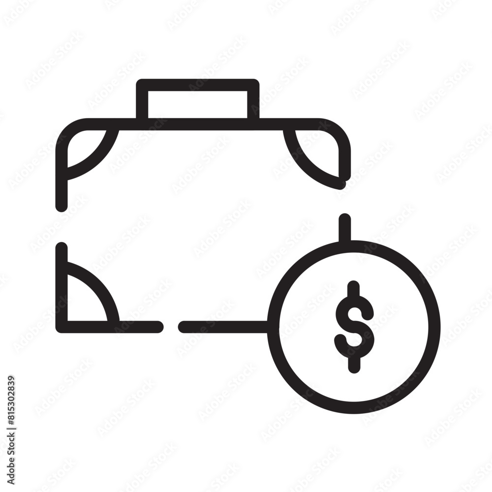 Briefcase Money Donation Line Icon Briefcase Money Donation Line Icon