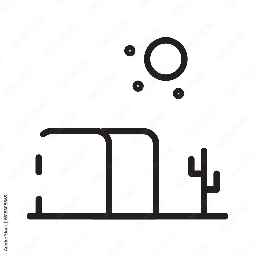 Cowboy Desert Landscape Line Icon Cowboy Desert Landscape Line Icon