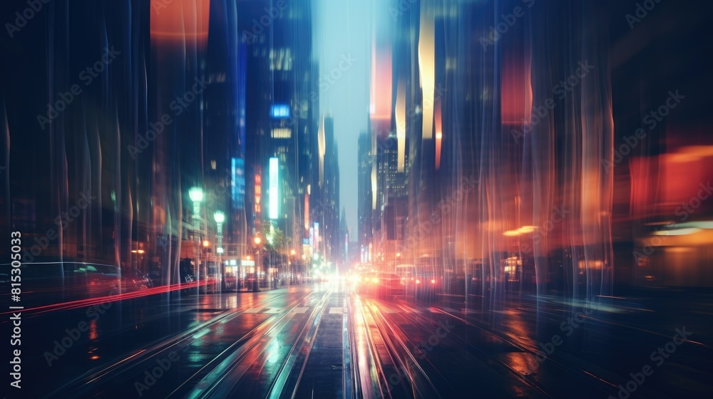 Abstract blur background of city lights at night