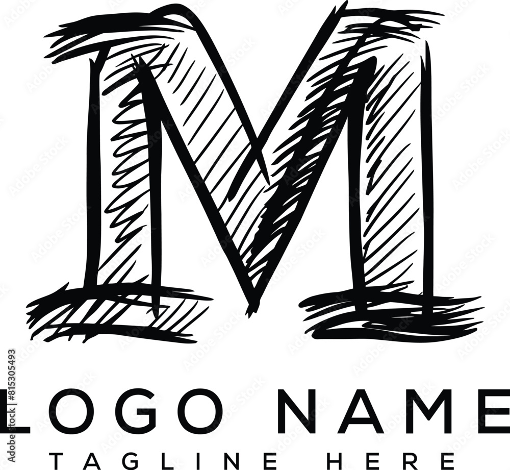 Stylish hand drawn letter m logo design. AI generative. Stylish hand drawn letter m logo design. AI generative.