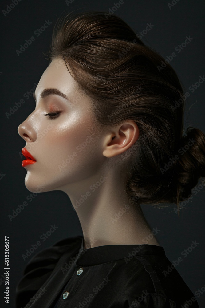 Portrait of a beautiful young woman with elegant hairstyle and makeup. Studio shot. Portrait of a beautiful young woman with elegant hairstyle and makeup. Studio shot.