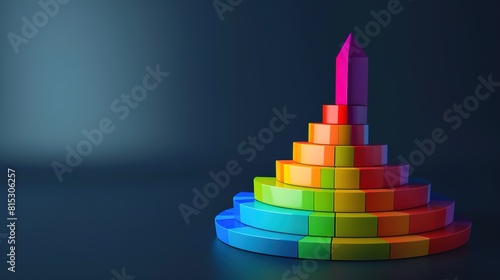 Probability distribution chart displaying the likelihood of outcomes in a colorful spectrum. 