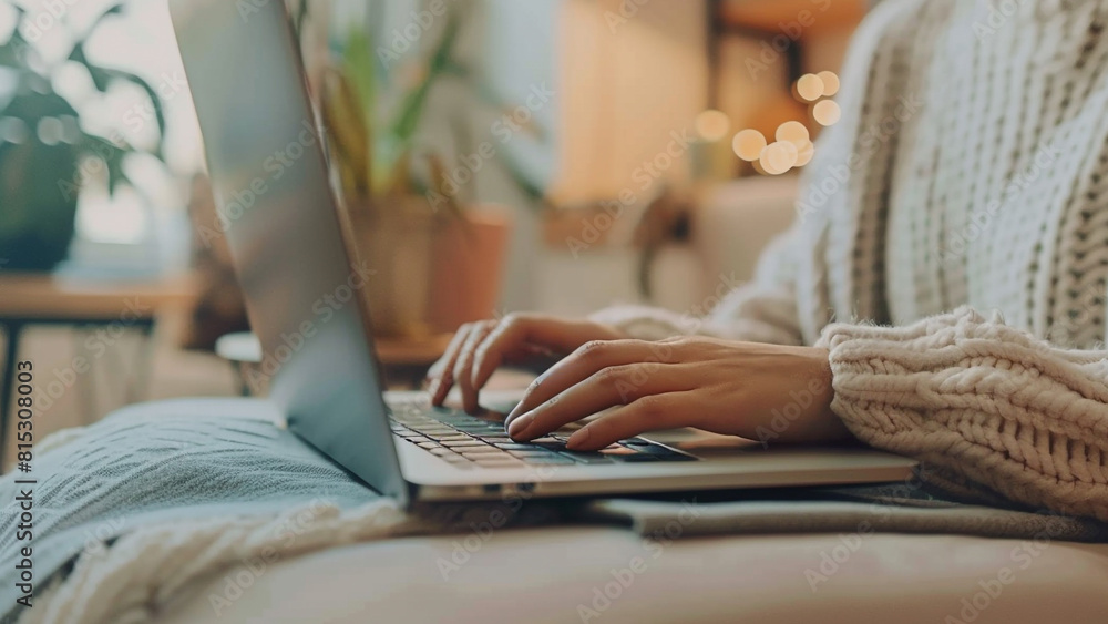 woman hand typing on laptop computer. work from home concept woman hand typing on laptop computer. work from home concept
