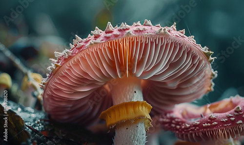 macro shot of layering beautiful mushroom