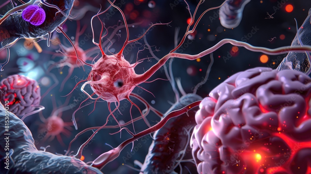 Experience a top notch 3D rendering showcasing nerve cells exploring ...