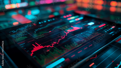 Monitor tablet stock market graph trading with bearish market