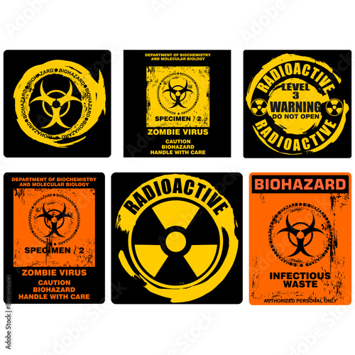 radiation hazard signs and label vector photo