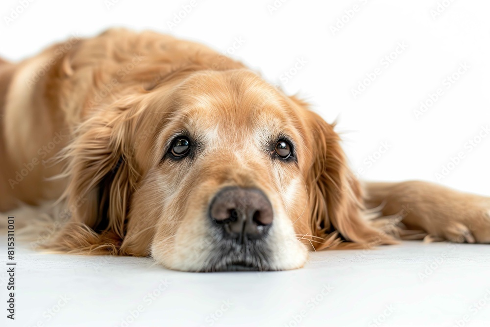 Golden Retriever, Lying down, Space for text Golden Retriever, Lying down, Space for text