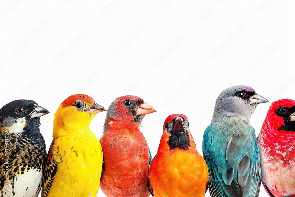 group of birds, isolated on white group of birds, isolated on white