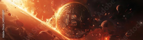 Write a speculative fiction piece set in a future where cryptocurrency dominance has reshaped global economics, focusing on the rise of a rebel faction using the iconic bitcoin logo as their symbol of photo