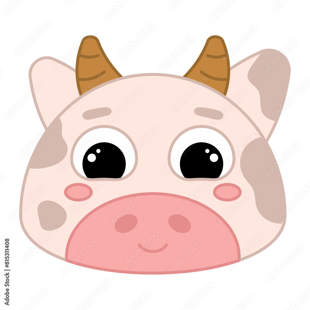 Cute kawaii cow emoji icon Vector illustration Cute kawaii cow emoji icon Vector illustration
