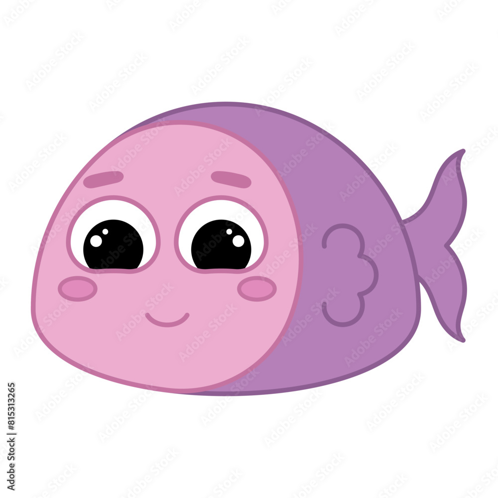 Fototapeta premium Cute kawaii fish emoji icon Vector illustration