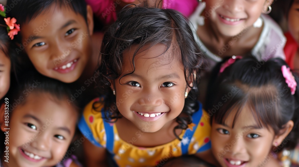 a group of children standing next to each other smiling a group of children standing next to each other smiling