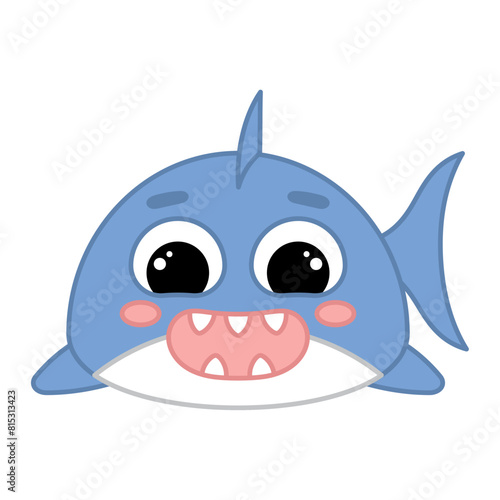 Cute kawaii shark emoji icon Vector illustration