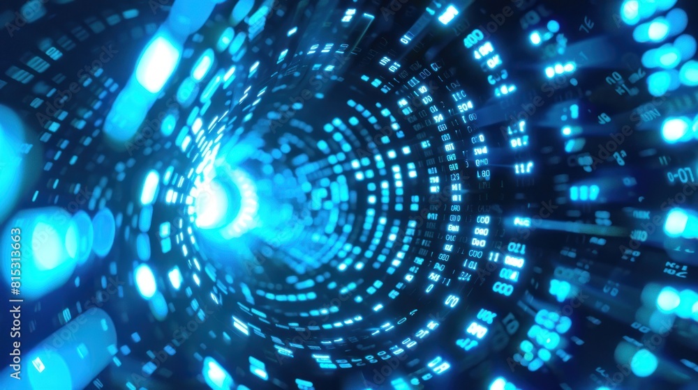 Obraz premium binary tunnel background , Technology concept. High Tech Background