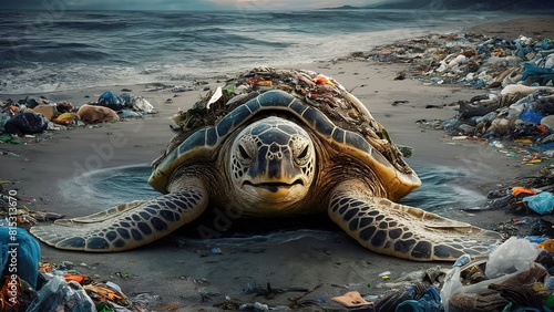 The beach is full of trash.