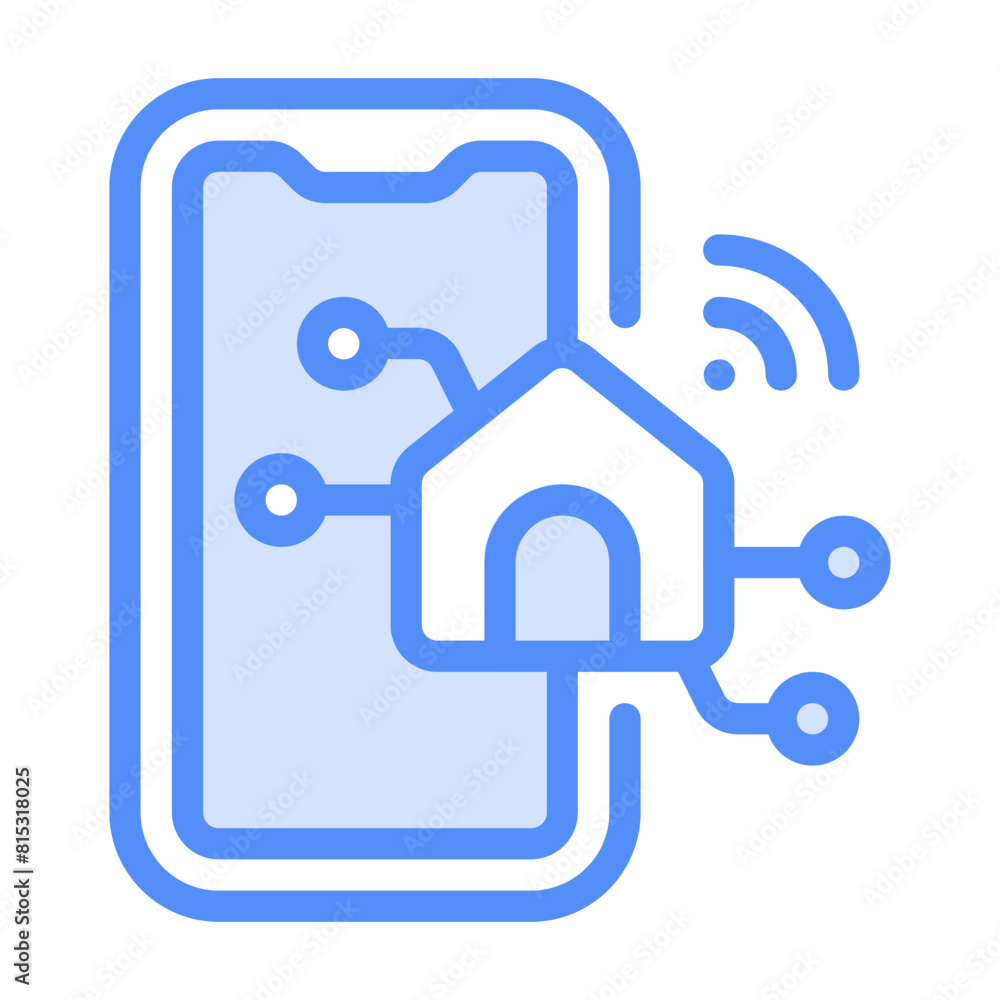 Smart House Icon With Linear Color Style Smart House Icon With Linear Color Style