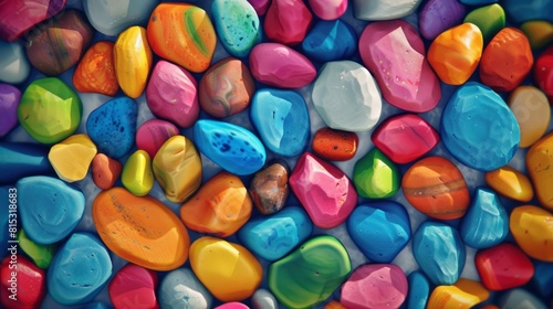 A colorful gravel wallpaper for desktops and mobile phones, in a style that is playful still life paintings and chromatic harmony.